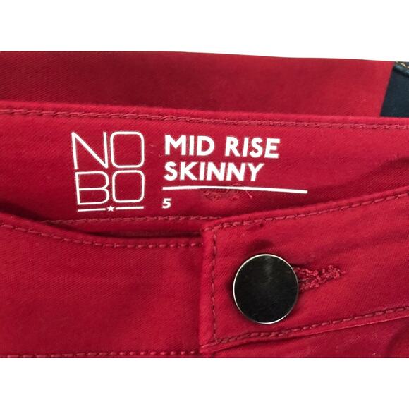 No Boundaries Jeans Womens Size 5 Red Mid Rise Skinny Crop Wear 3 Ways - Picture 3 of 7
